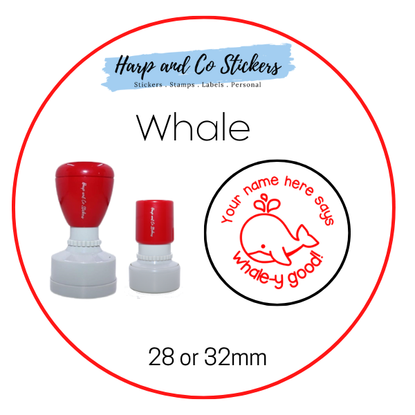 28 or 32mm Personalised Round Stamp - Whale