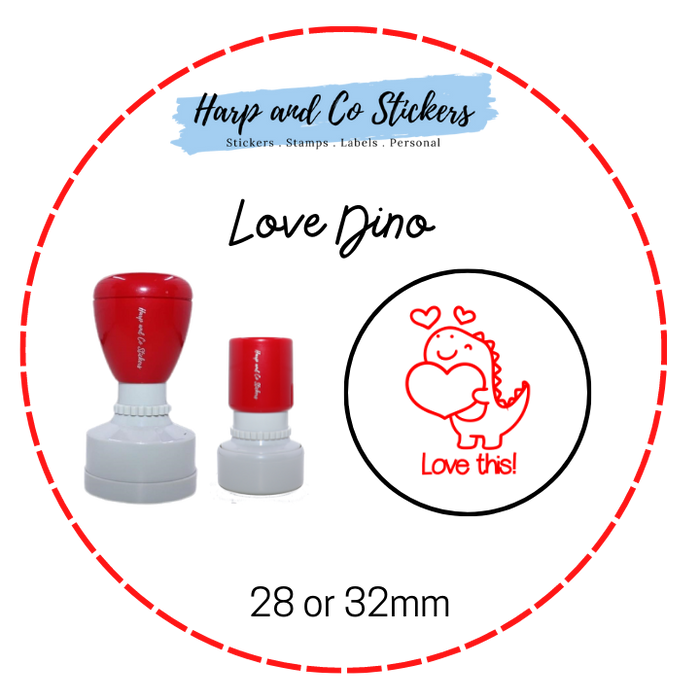 28 or 32mm Round Stamp - Love Dino