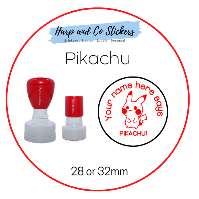 28 or 32mm Personalised Round Stamp - *Pikachu* - Great for the classroom!