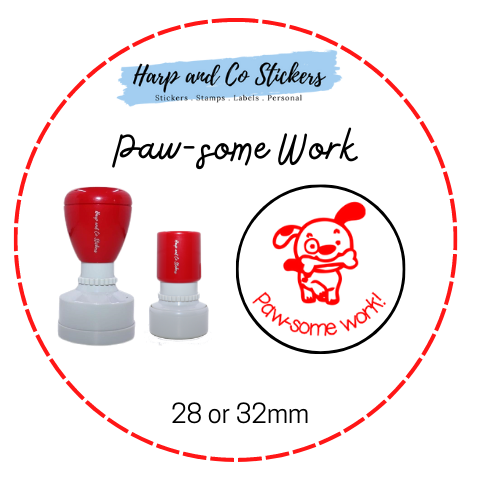 28 or 32mm Round Stamp - Paw-some Work
