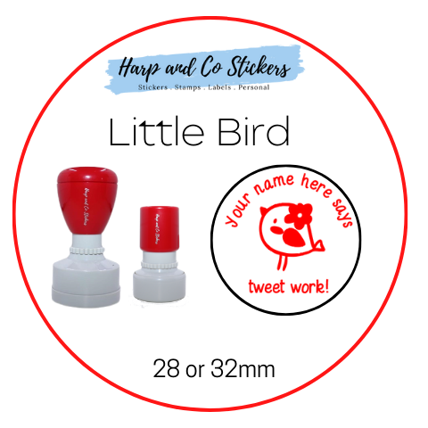 28 or 32mm Personalised Round Stamp - *Little Bird* - Great for the classroom!