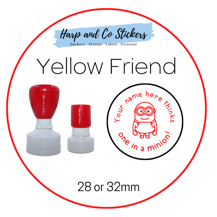 28 or 32mm Personalised Merit Stamp - *Yellow Friend* - Great for the classroom!