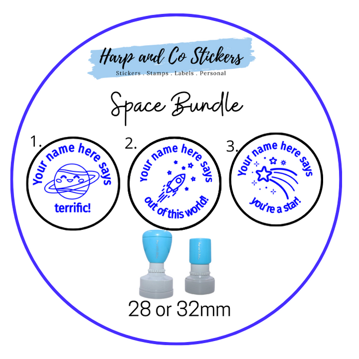 28 or 32mm Personalised Stamp Bundle - 3 Space Stamps