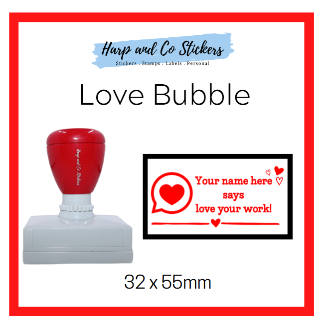 Personalised Rectangle 32 x 55mm stamp - Love Bubble