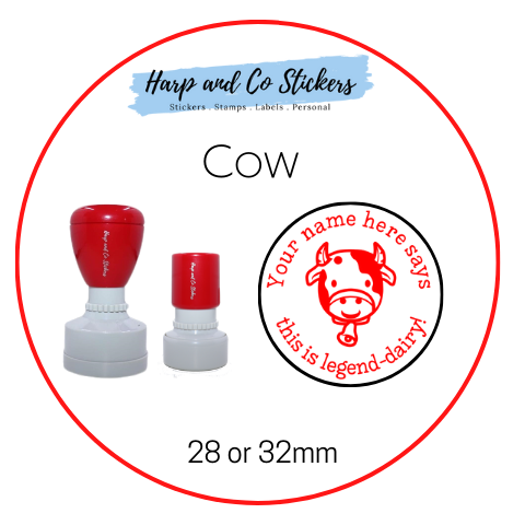 28 or 32mm Personalised Round Stamp - Cow