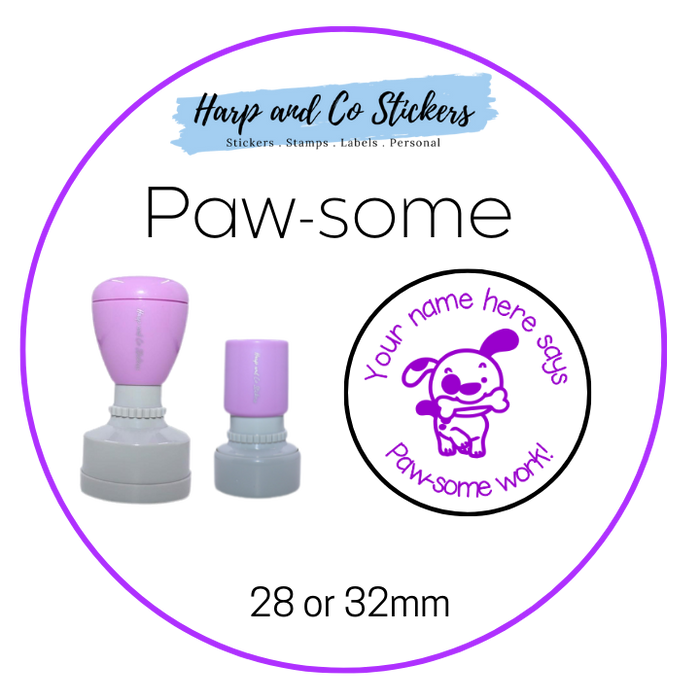 28 or 32mm Personalised Merit Stamp - *Paw-some* - Great for the classroom!