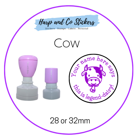 28 or 32mm Personalised Round Stamp - Cow