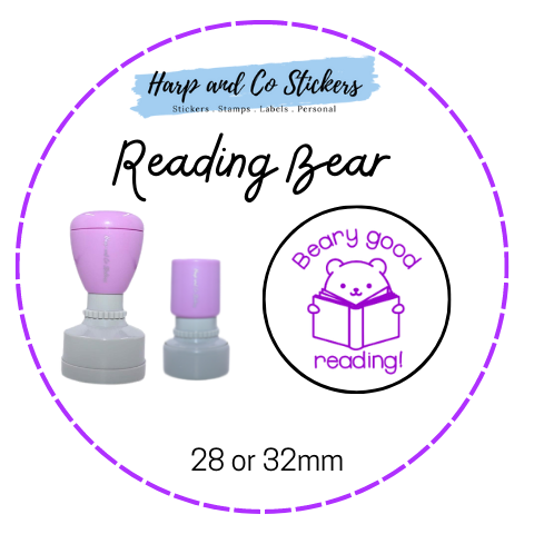 28 or 32mm Round Stamp - Reading Bear