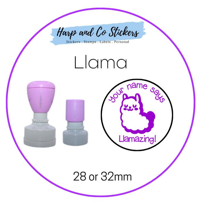 28 or 32mm Personalised Merit Stamp - *Llama* - Great for the classroom!