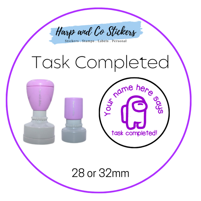 28 or 32mm Personalised Round Stamp - *Task Completed* - Great for the classroom!