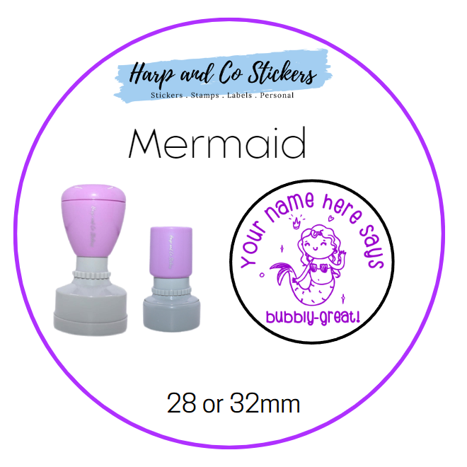 28 or 32mm Personalised Merit Stamp - Mermaid