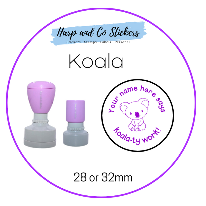 28 or 32mm Personalised Merit Stamp - *Koala* - Great for the classroom!