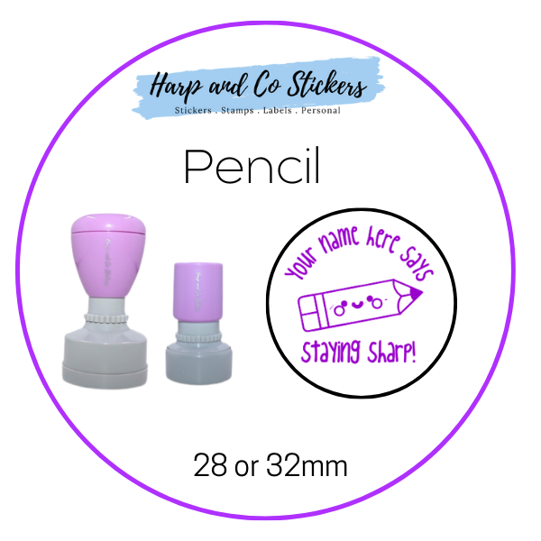 28 or 32mm Personalised Round Stamp - Pencil
