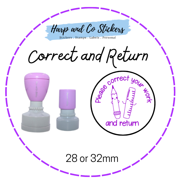 28 or 32mm Round Stamp - Correct and Return