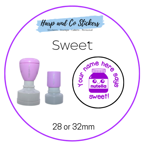 28 or 32mm Personalised Round Stamp - Sweet