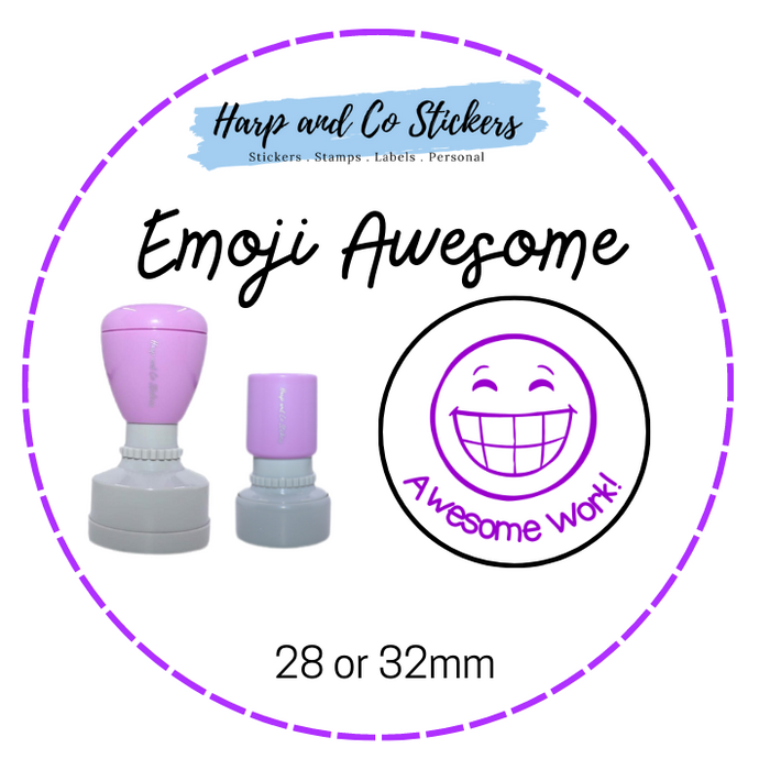 28 or 32mm Round Stamp - Emoji Awesome Merit