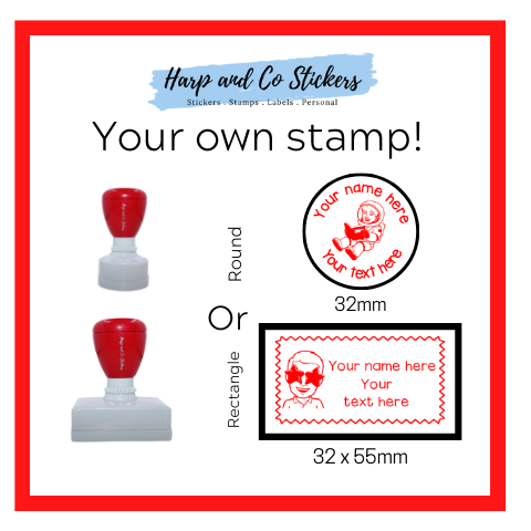 32mm Round or 32x55mm Rectangle Personalised Stamp - Personalise You