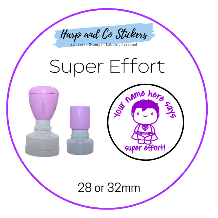 28 or 32mm Personalised Merit Stamp - *Super Effort!* - Great for the classroom!