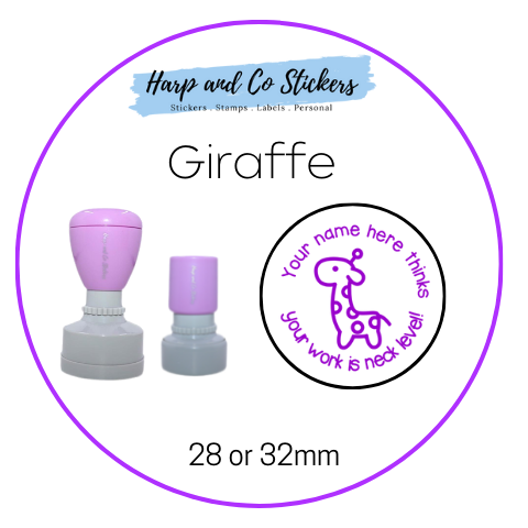 28 or 32mm Personalised Round Stamp - Giraffe