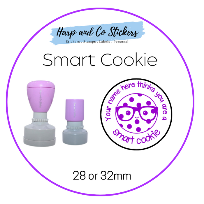 28 or 32mm Personalised Round Stamp - *Smart Cookie* - Great for the classroom!