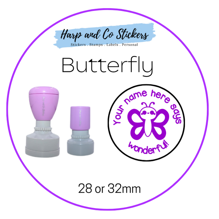 28 or 32mm Personalised Merit Stamp - *Butterfly* - Great for the classroom!
