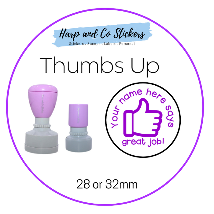 28 or 32mm Personalised Merit Stamp - *Thumbs Up* - Great for the classroom!