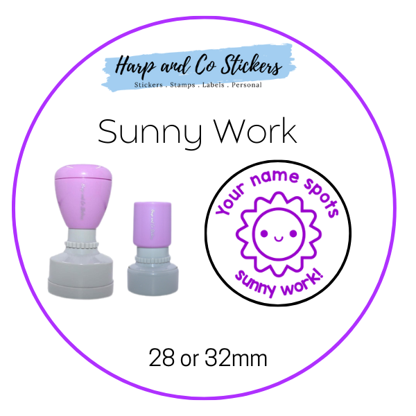 28 or 32mm Personalised Merit Stamp - Sunny Work