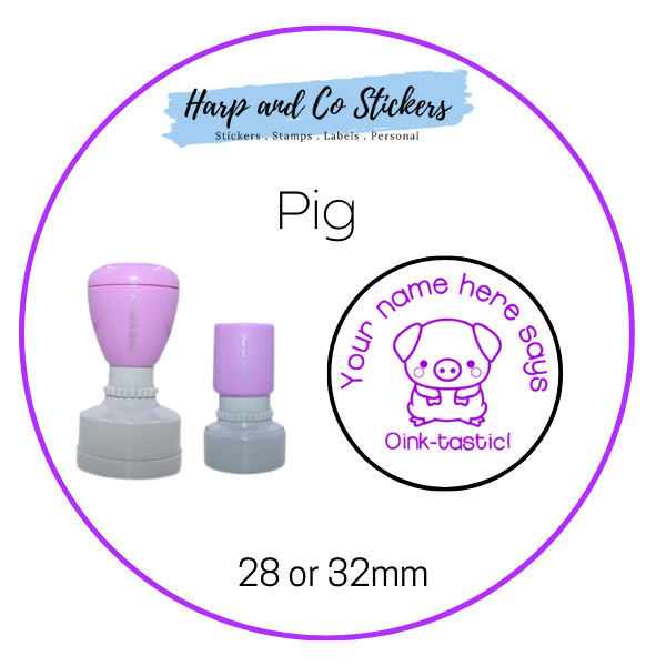 28 or 32mm Personalised Merit Stamp - Pig
