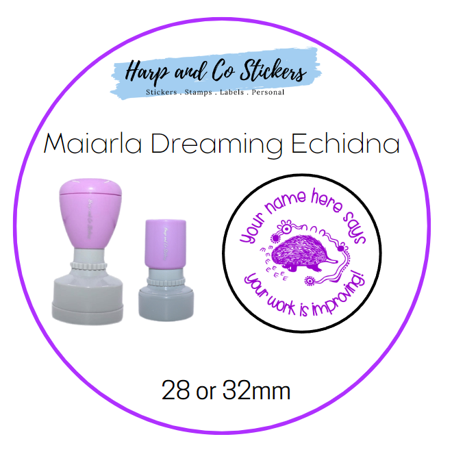28 or 32mm Personalised Merit Stamp - Maiarla Dreaming Echidna