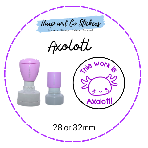 28 or 32mm Round Stamp - Axolotl