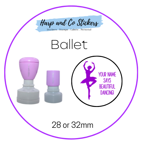 28 or 32mm Personalised Round Stamp - Ballet