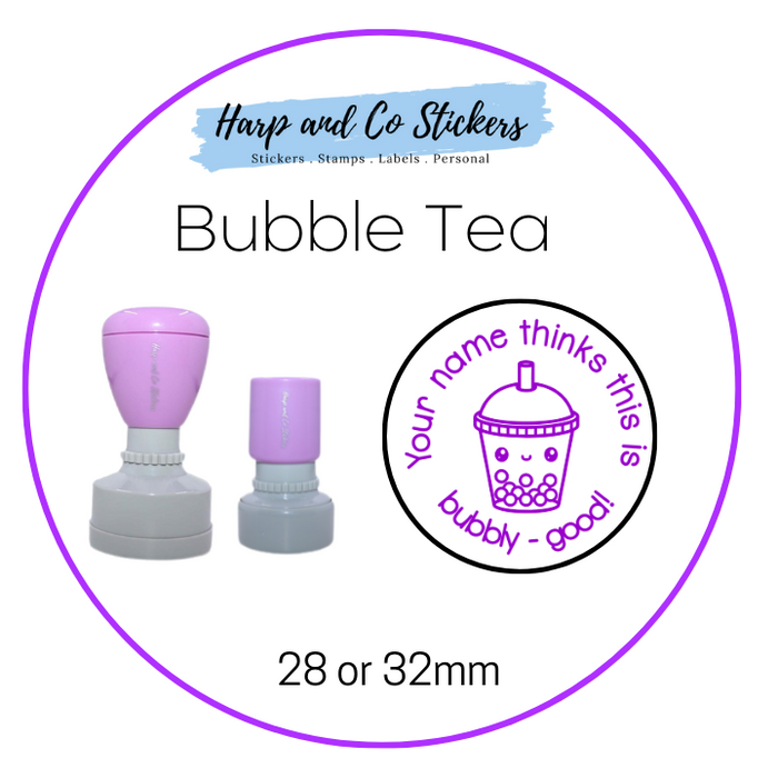 28 or 32mm Personalised Round Stamp - *Bubble Tea* - Great for the classroom!