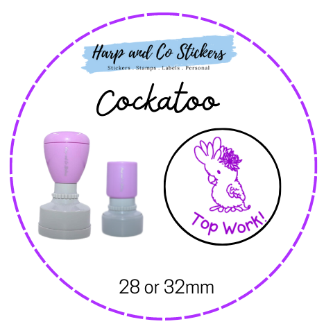 28 or 32mm Round Stamp - Cockatoo