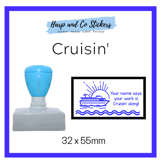 Personalised Rectangle 32 x 55mm stamp - Cruisin'