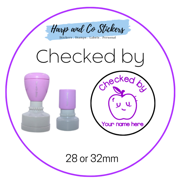 28 or 32mm Personalised Merit Stamp - *Checked By* - Great for the classroom!