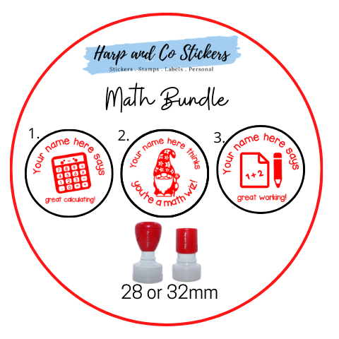 28 or 32mm Personalised Stamp Bundle - 3 Math stamps