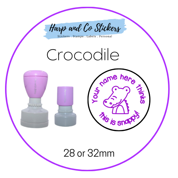 28 or 32mm Personalised Round Stamp - Crocodile