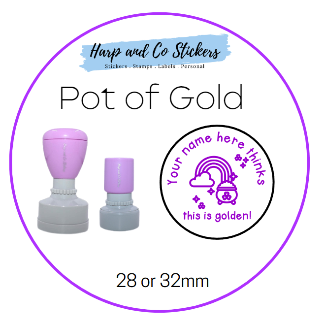28 or 32mm Personalised Merit Stamp -Pot of Gold