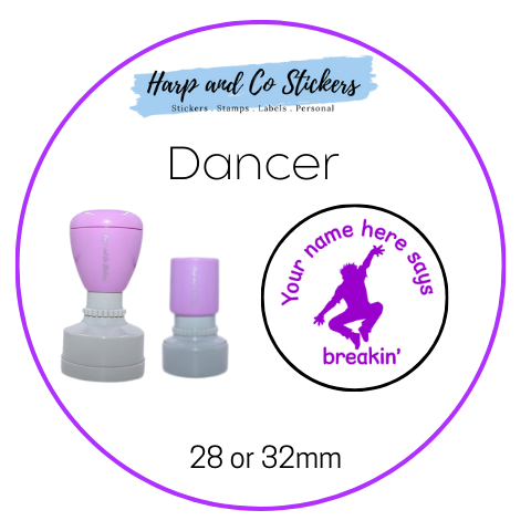 28 or 32mm Personalised Round Stamp - Dancer