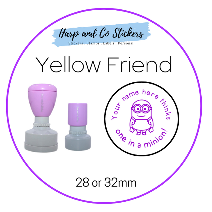 28 or 32mm Personalised Merit Stamp - *Yellow Friend* - Great for the classroom!