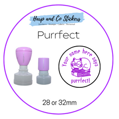 28 or 32mm Personalised Round Stamp - *Purrfect* - Great for the classroom!