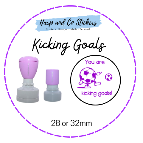 28 or 32mm Round Stamp - Kicking Goals