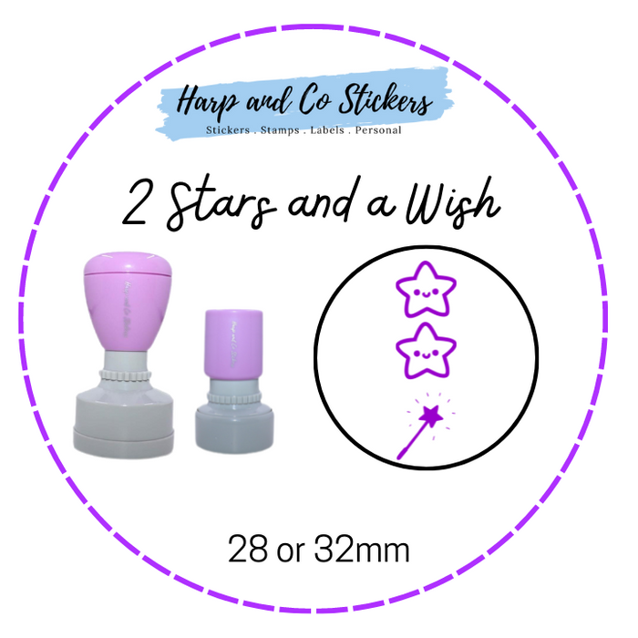 28 or 32mm Round Stamp - 2 Stars and a Wish