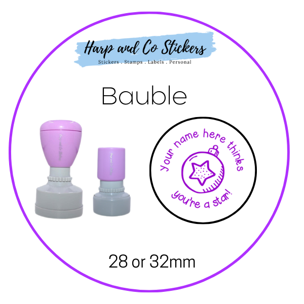 28 or 32mm Personalised Merit Stamp - Bauble