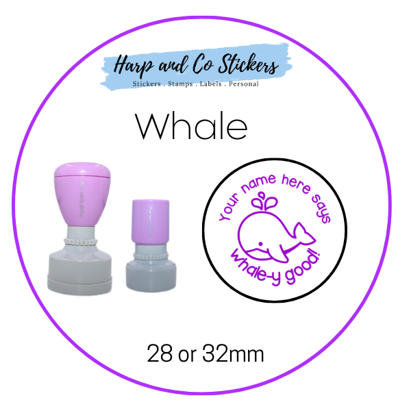 28 or 32mm Personalised Round Stamp - Whale