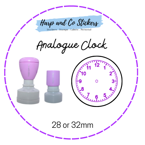 28 or 32mm Round Stamp - Analogue Clock