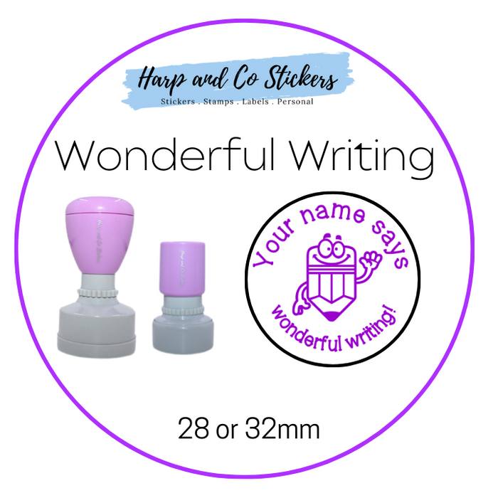 28 or 32mm Personalised Merit Stamp - *Wonderful Writing* - Great for the classroom!