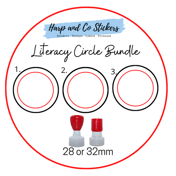 28 or 32mm Stamp Bundle - 3 Literacy Circle Stamps