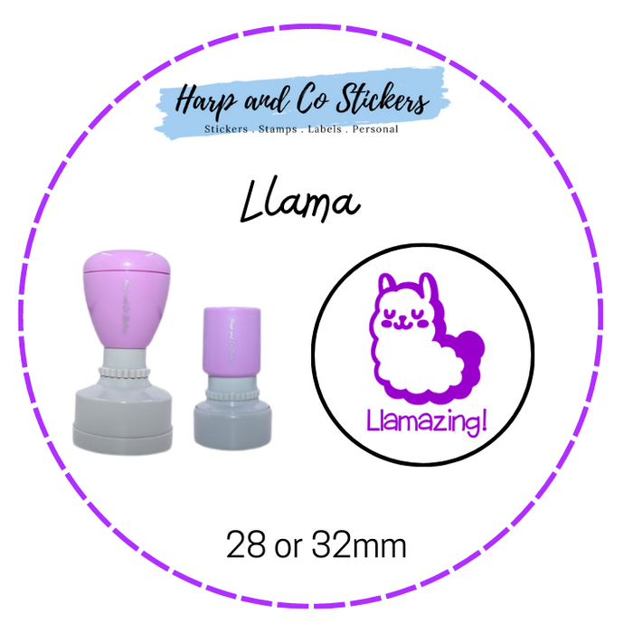 28 or 32mm Round Stamp - Llama