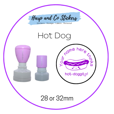 28 or 32mm Personalised Round Stamp - Hot Dog